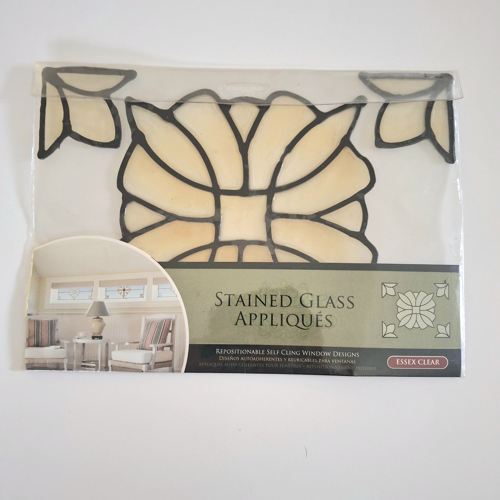 Brewster Home Fashion Set Stained Glass Appliques: 1 Essex Amber & 2 Essex Clear