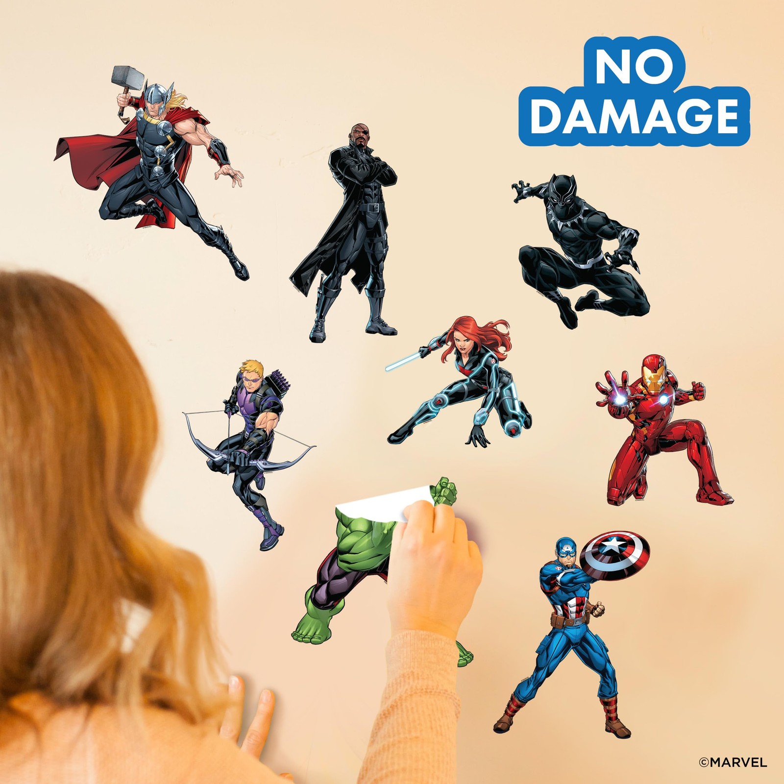 Marvel The Avengers Wall Decals – Set of 8 Hulk Iron Man Captain America Blac…