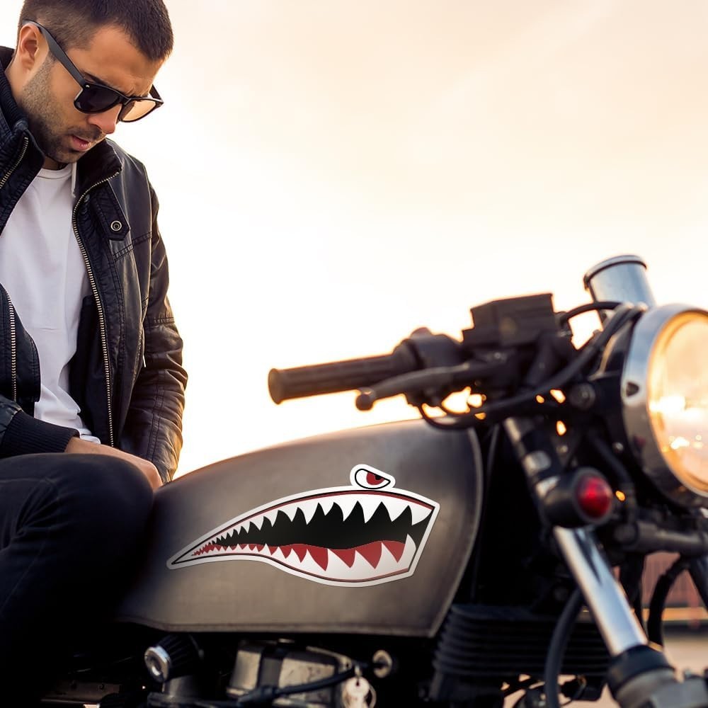 Shark Mouth Teeth Vinyl Decal Set Military Bomber Style Sticker For Auto 8 Inch