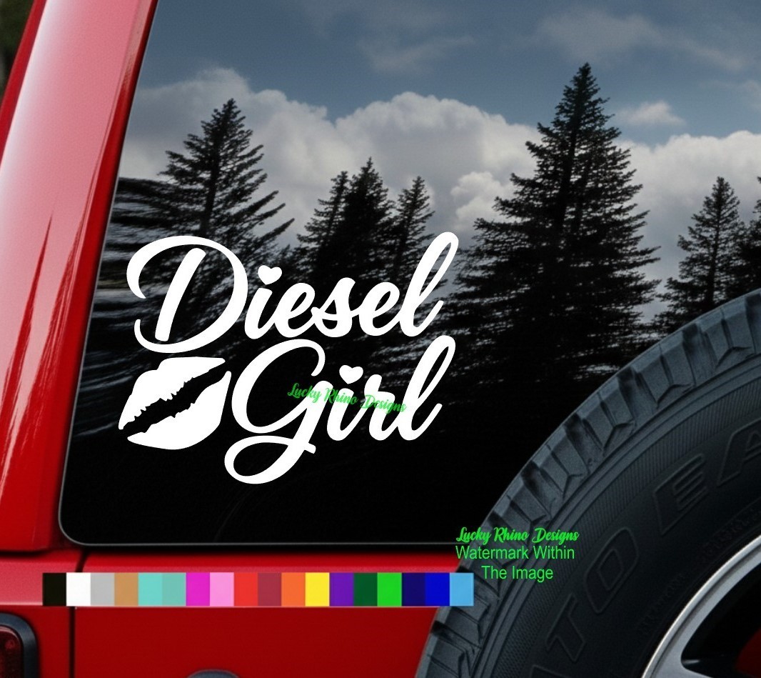 Diesel Girl Vinyl Decal Sticker Lips Heart Car Truck Window JDM 4×4 Offroad USA