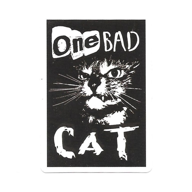 One Bad Cat Vinyl Sticker Punk Rock Grumpy Cat Black White Journal Scrapbook