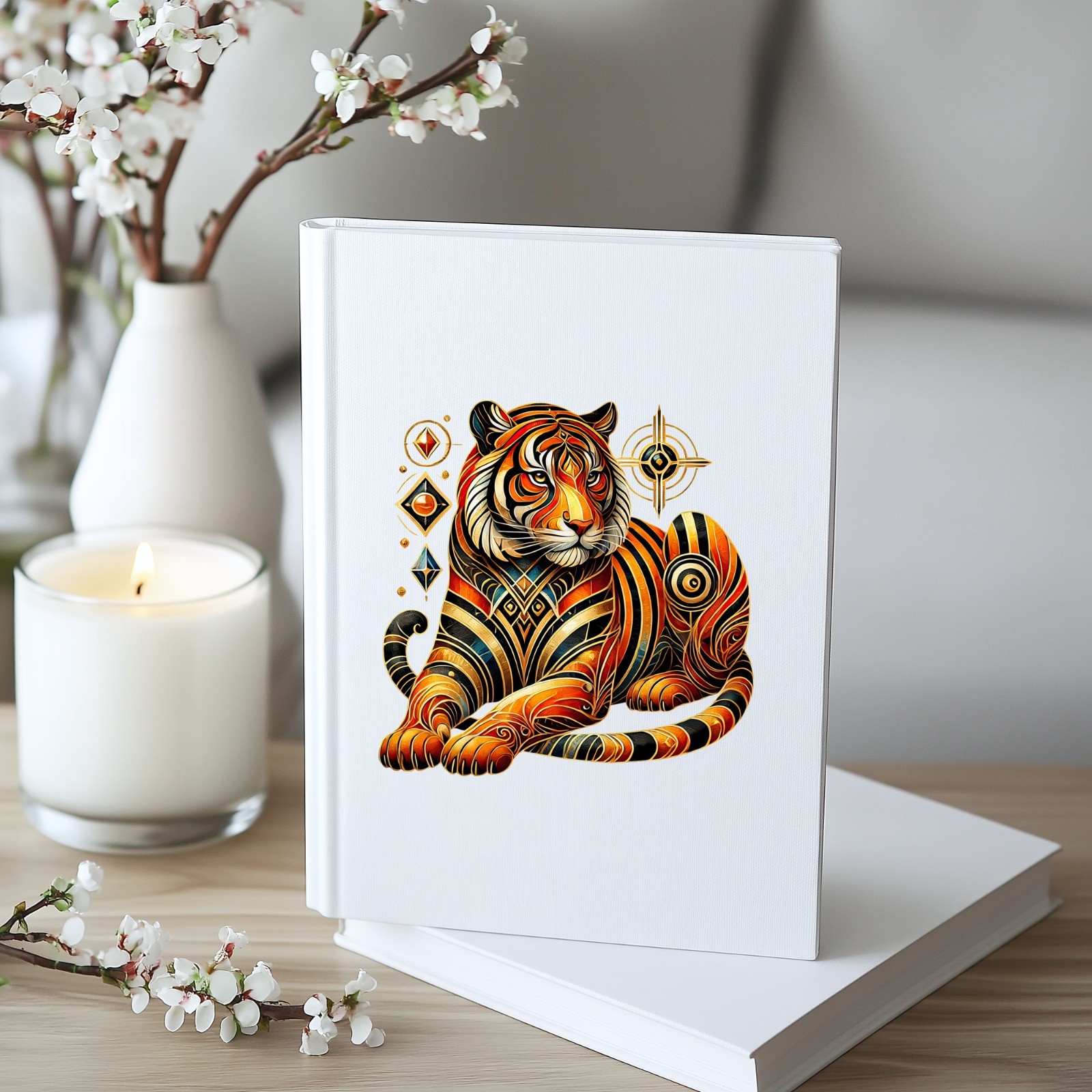 Art Deco Tiger UV DTF Transparent Sticker / Decal