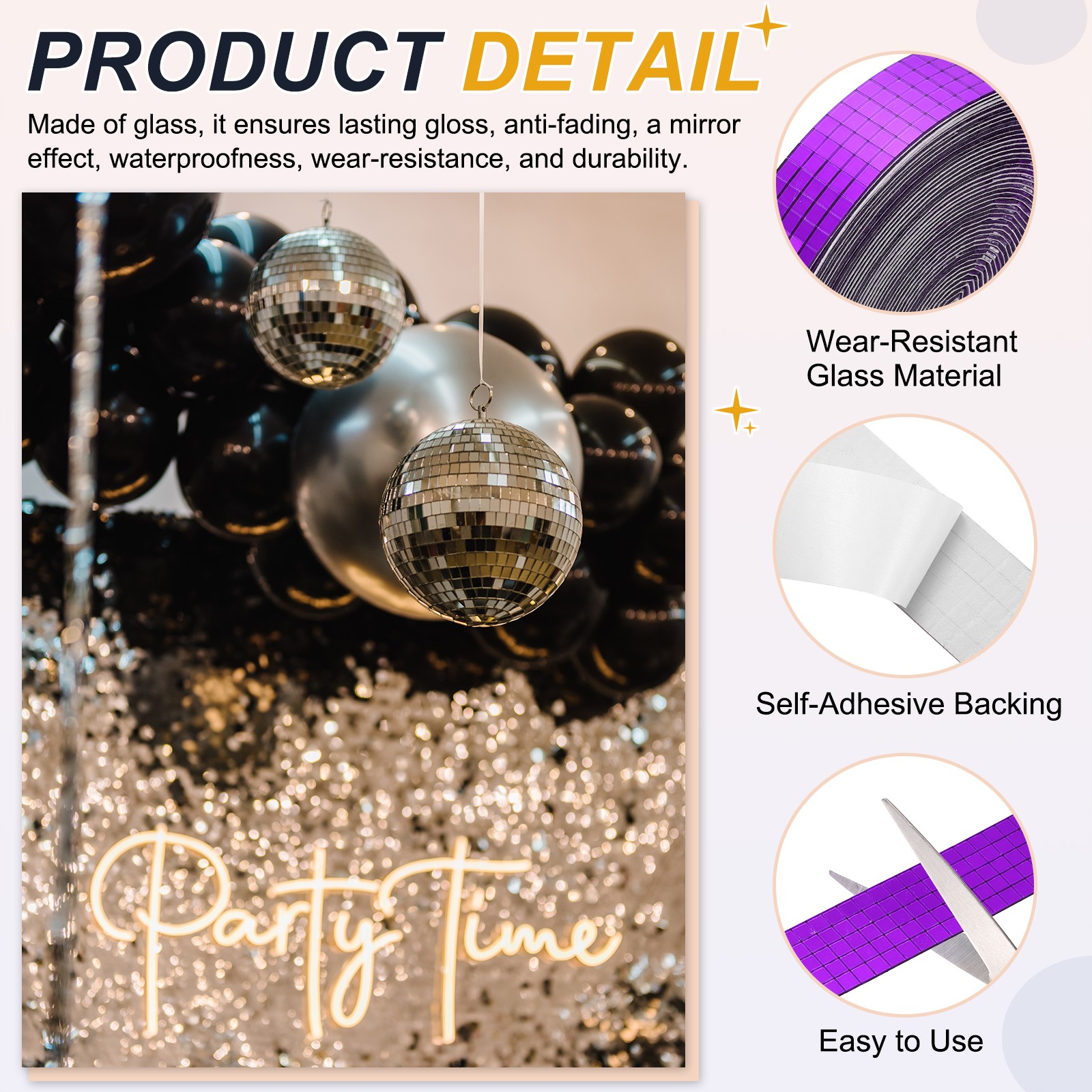 5x5mm Self Adhesive Mirrors Mosaic Tiles, 10000 Pcs Mosaic Sticker, Purple