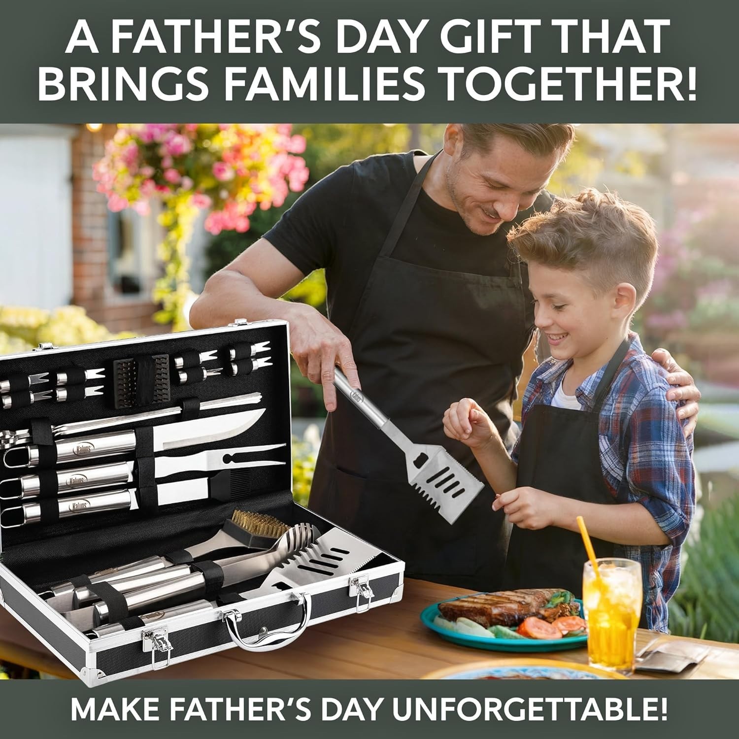21-PC BBQ Grill Tools Set w/ Case – Stainless Steel Grilling Accessories