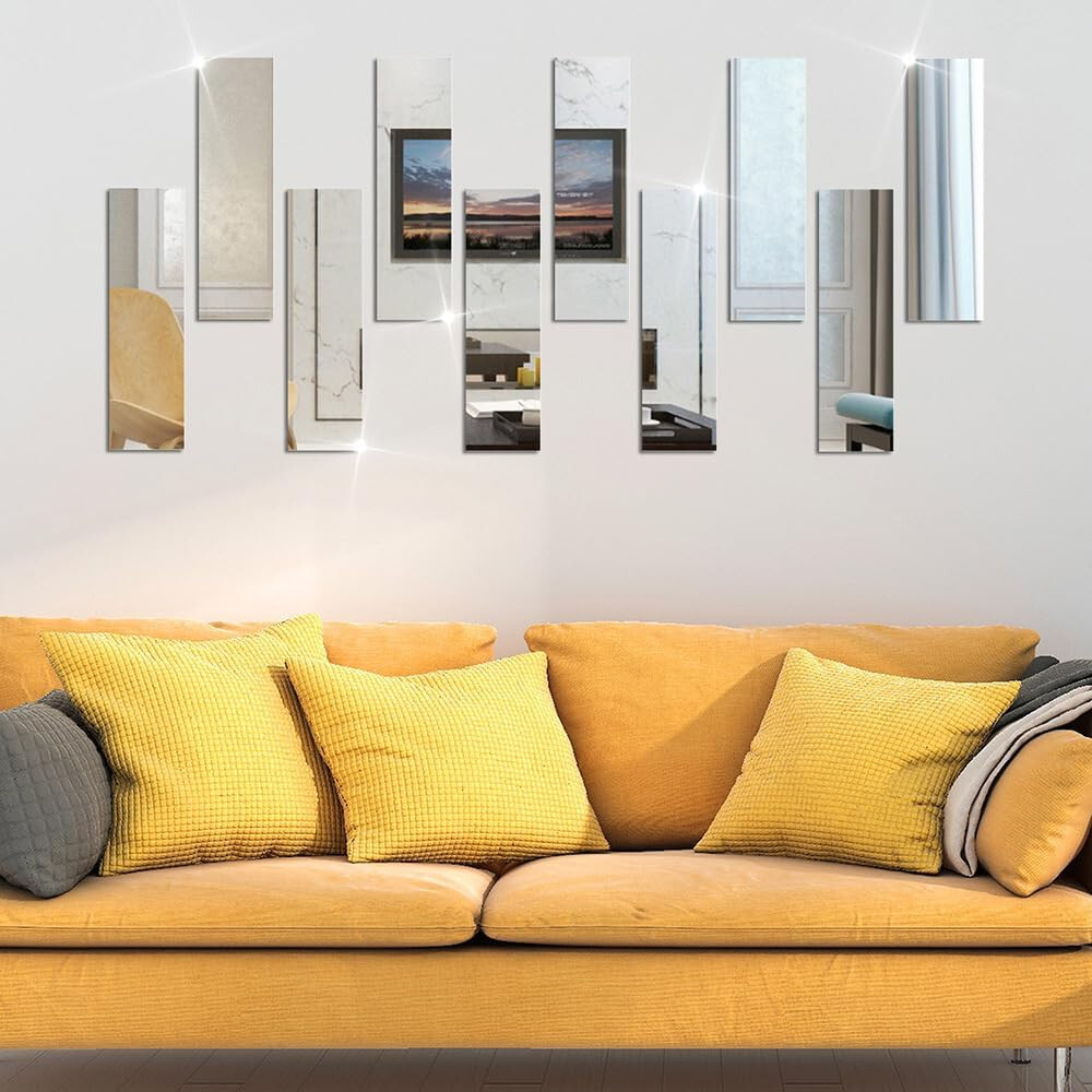 20/40x DIY Strip Mirror Stickers Self Adhesive Long Acrylic Wall Decal Art Decor