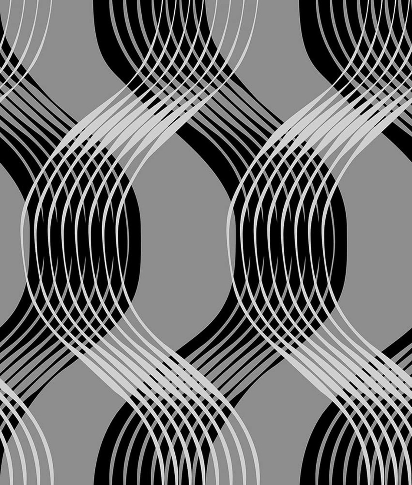 J1376 Geometric Waves Curve Peel and Stick Wallpaper 17.7" x 9.8ft Black/Gray…