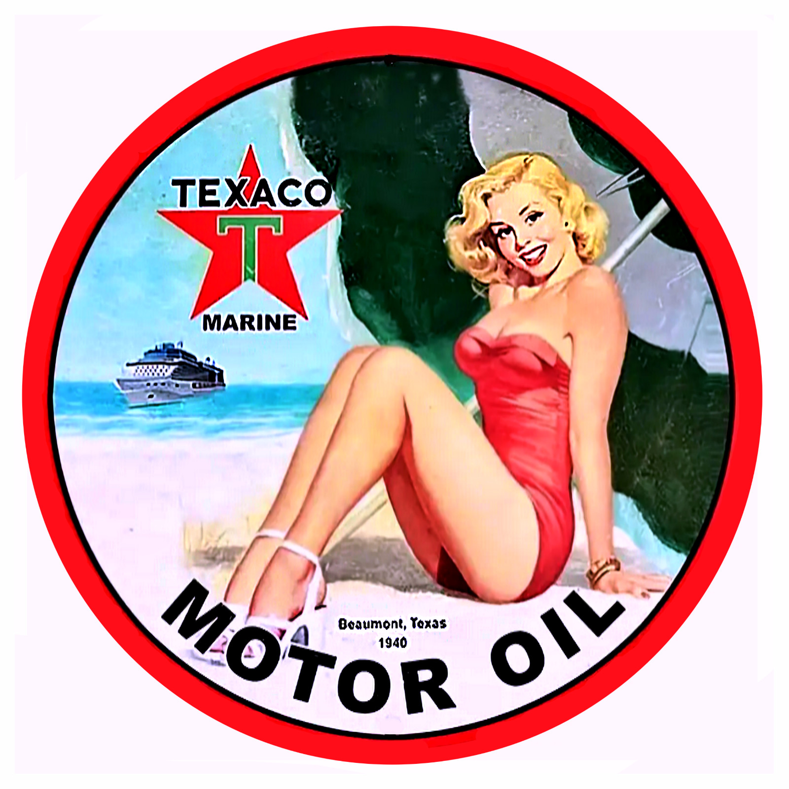 TEXACO GAS STATION STICKER SIGN SEXY WOMAN GASOLINE STATION FILLING STATION