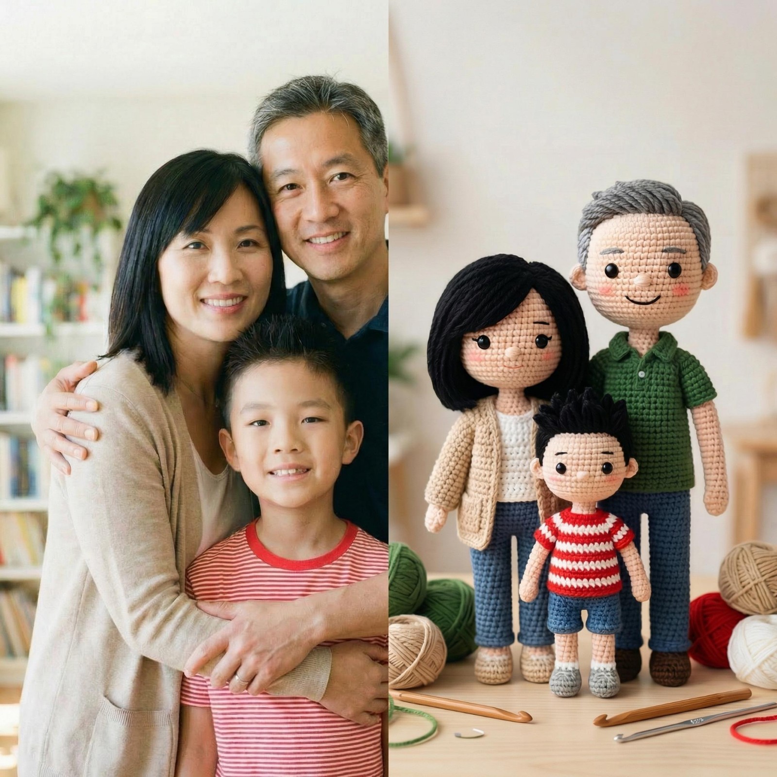 Custom Family Portrait Crochet Doll Personalized Amigurumi Gift