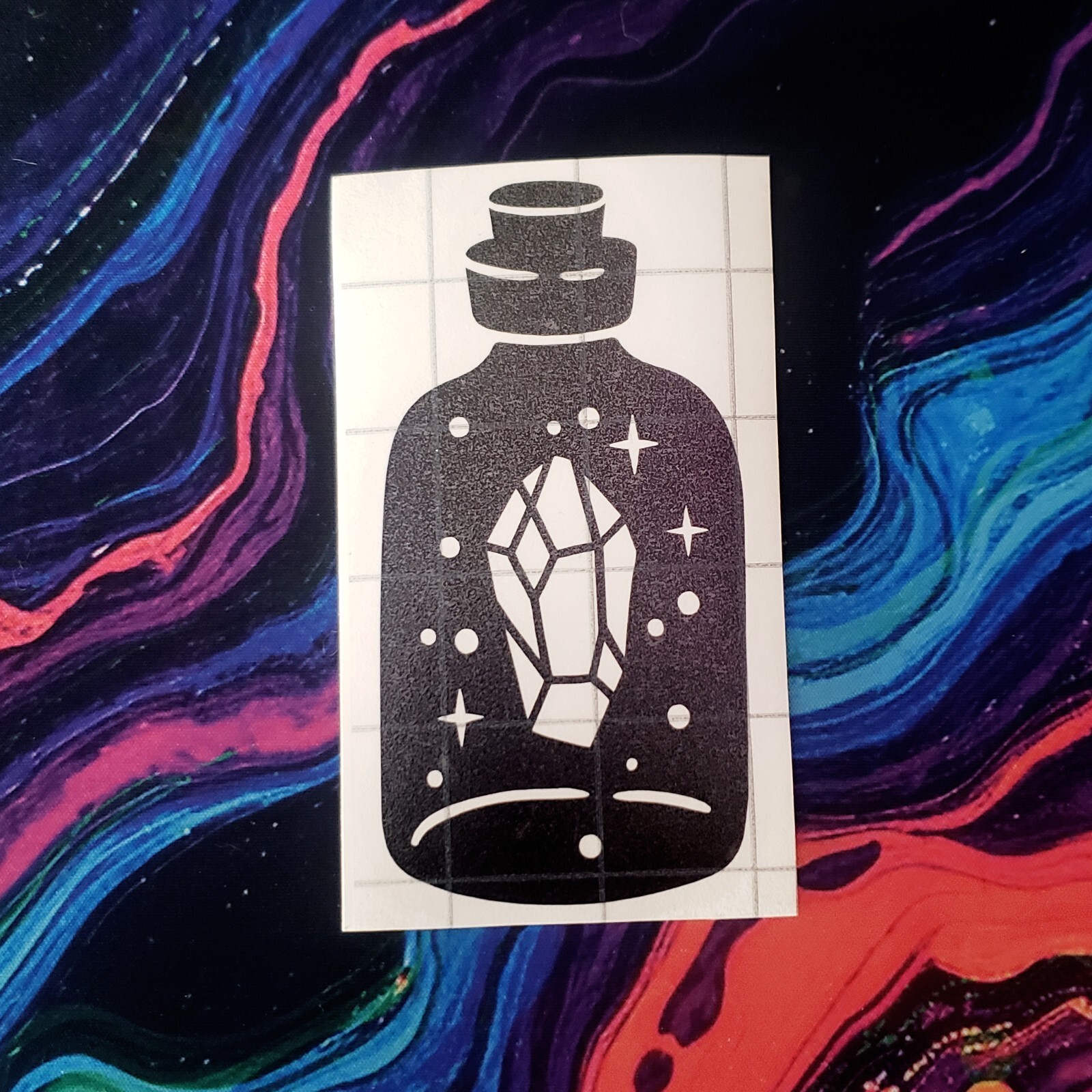 Crystal Potion Bottle Vinyl Decal – Mystical Sticker – witchy decal, alchemy
