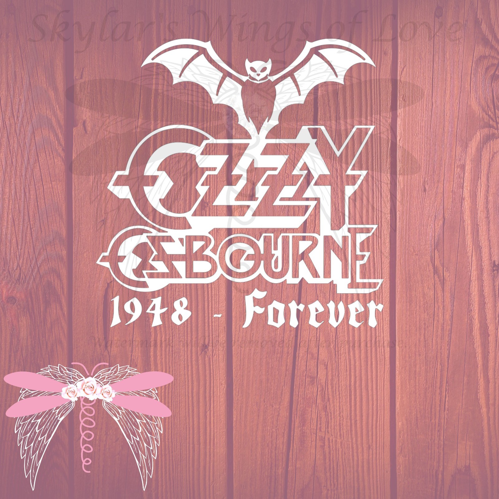 Ozzy Osbourne Memorial Decal Name with Bat Forever Option 2 – 5 sizes available