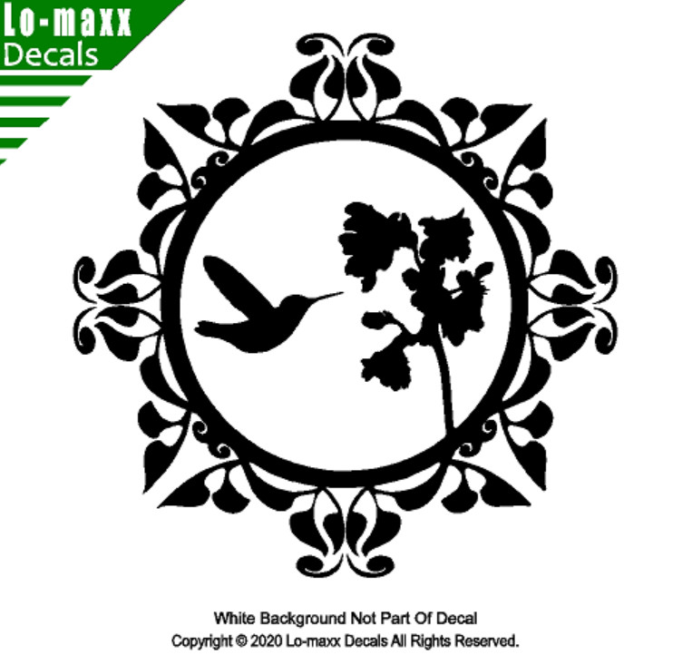 Hummingbird & Floral Art Nature Lover Beautiful High Quality Die Cut Vinyl Decal