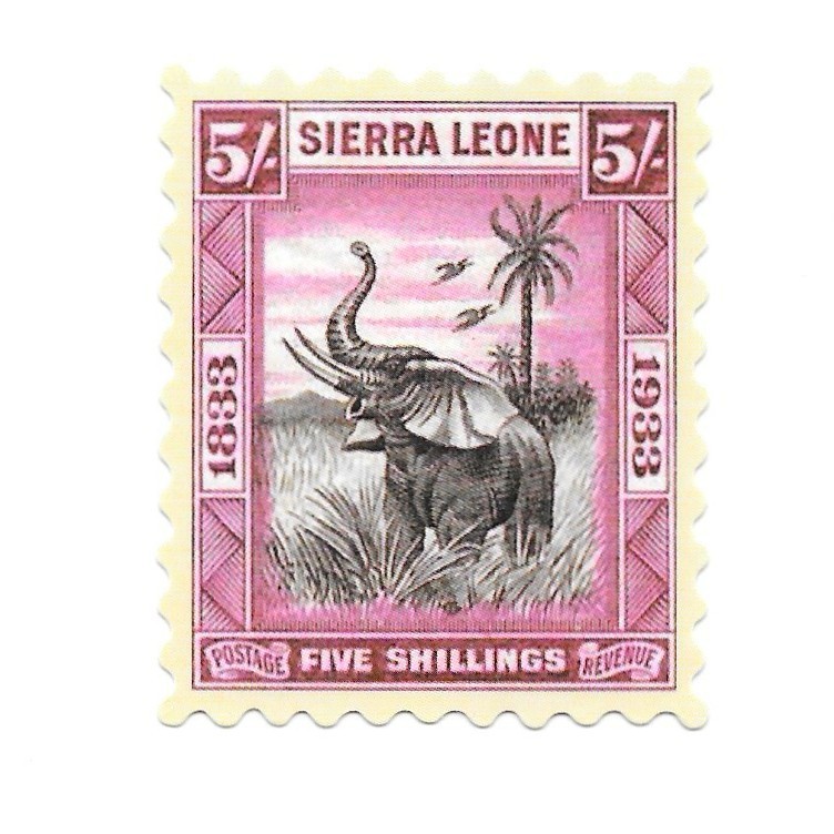 Vintage Sierra Leone Elephant Postage Stamp Sticker 5 Shilling Vinyl Decal 1933
