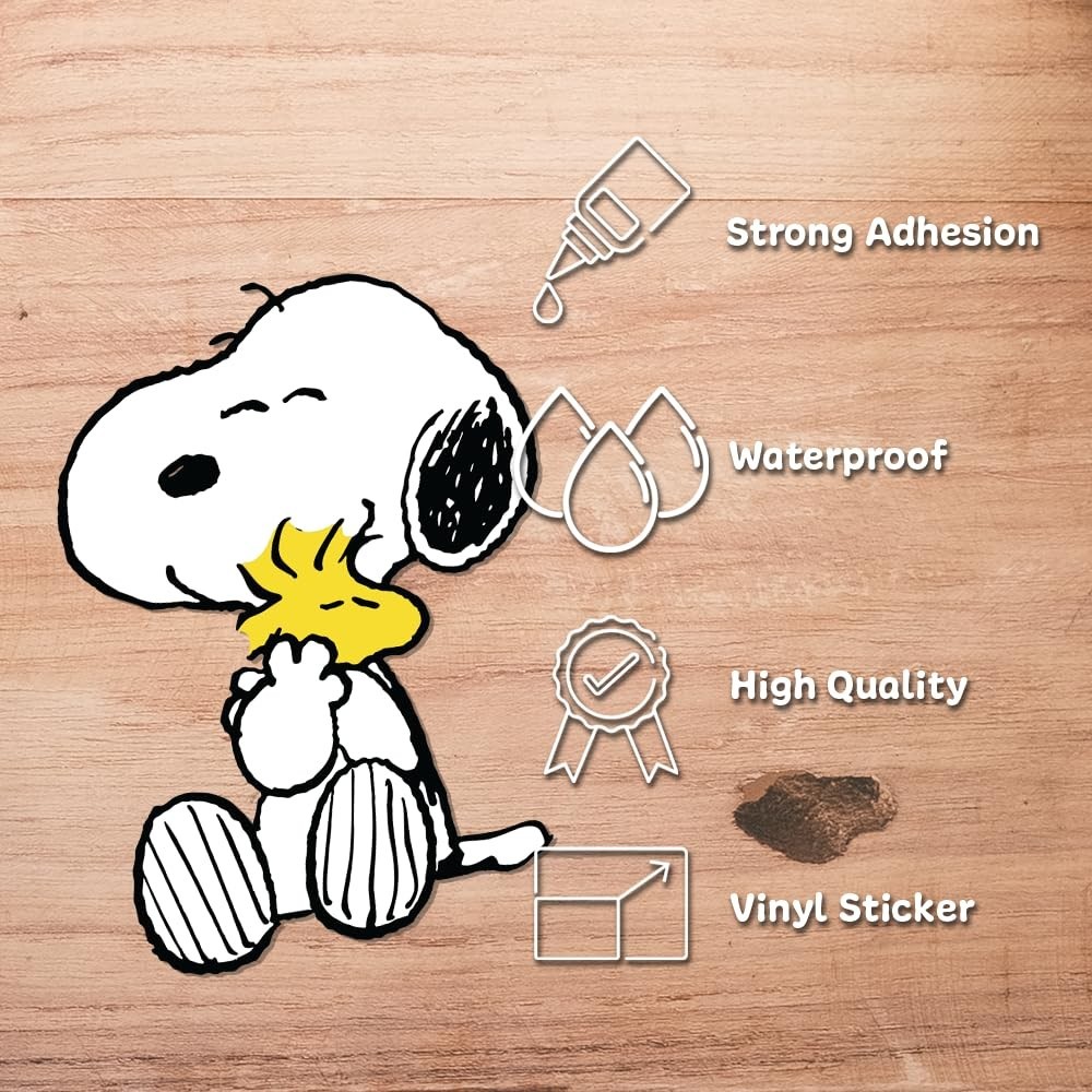 Peanuts Snoopy Hugging Woodstock, cute sticker with bright colors 3"W x 4.5"H
