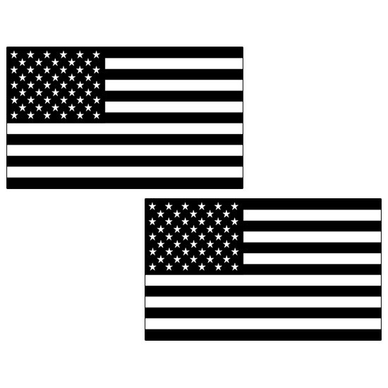 American Flag Stickers – Subdued Flag Decals – Grayscale US Flags 5" wide each