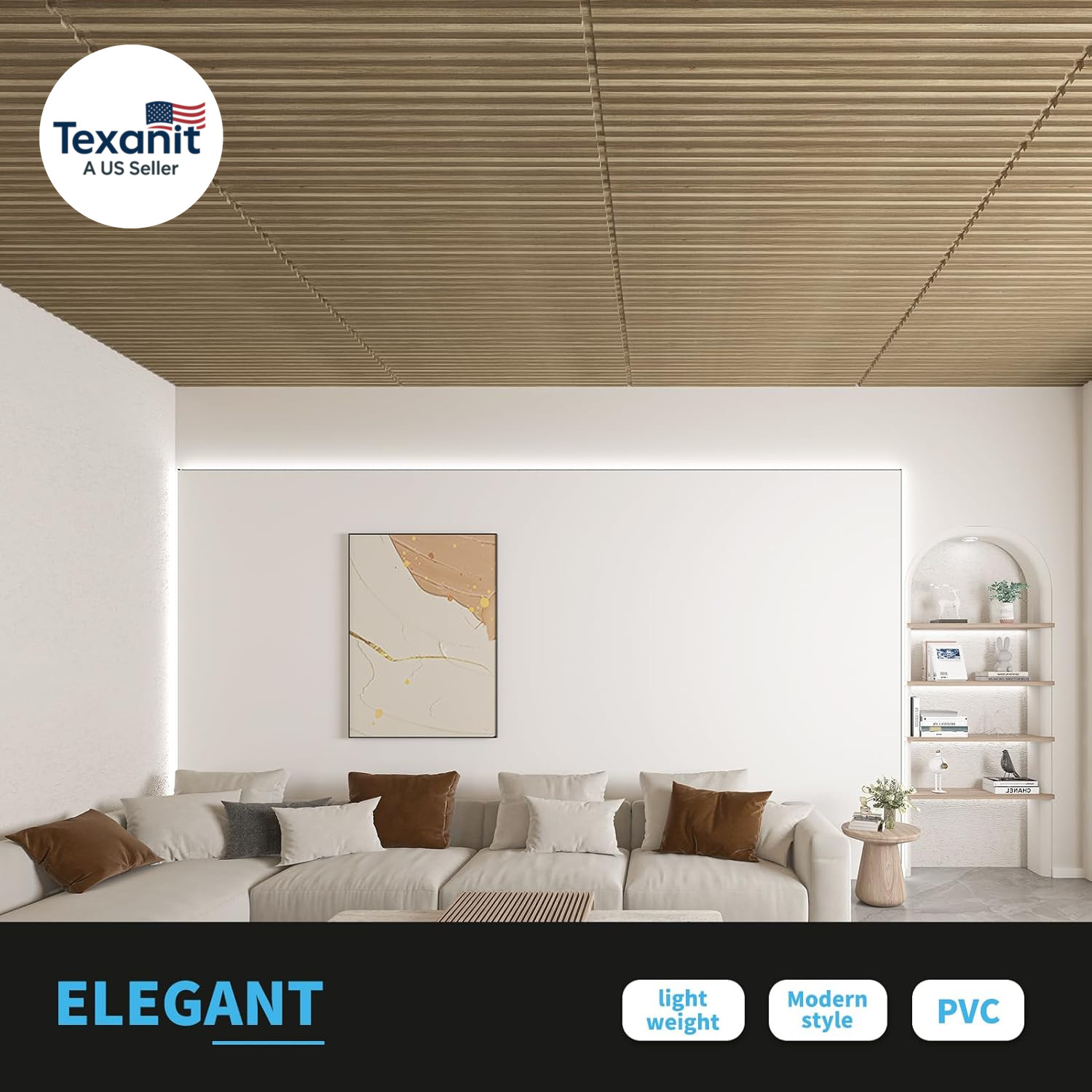 6-Pack Slat Design 3D Wall Panels for Interior Wall Decor, 2X4 FT PVC Decorative