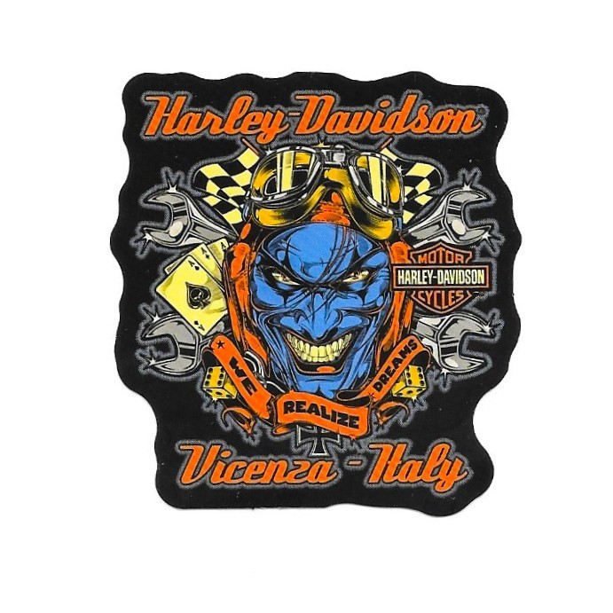 Harley Davidson Vicenza Italy Joker Skull Motorcycle Vinyl Sticker Biker