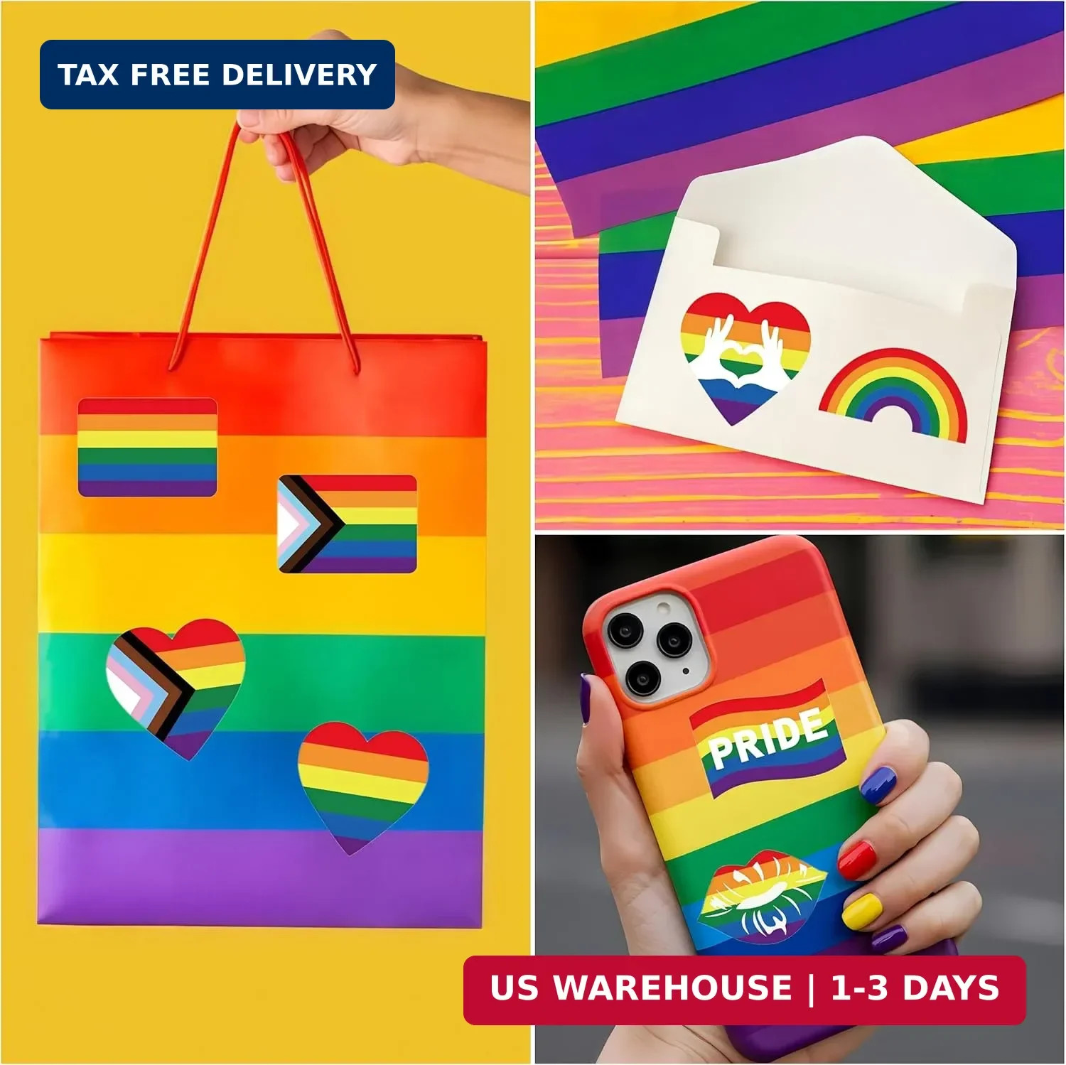 1000 Pcs Gay Pride Stickers, Progress Pride Rainbow Heart Stickers for Gay Lesbi