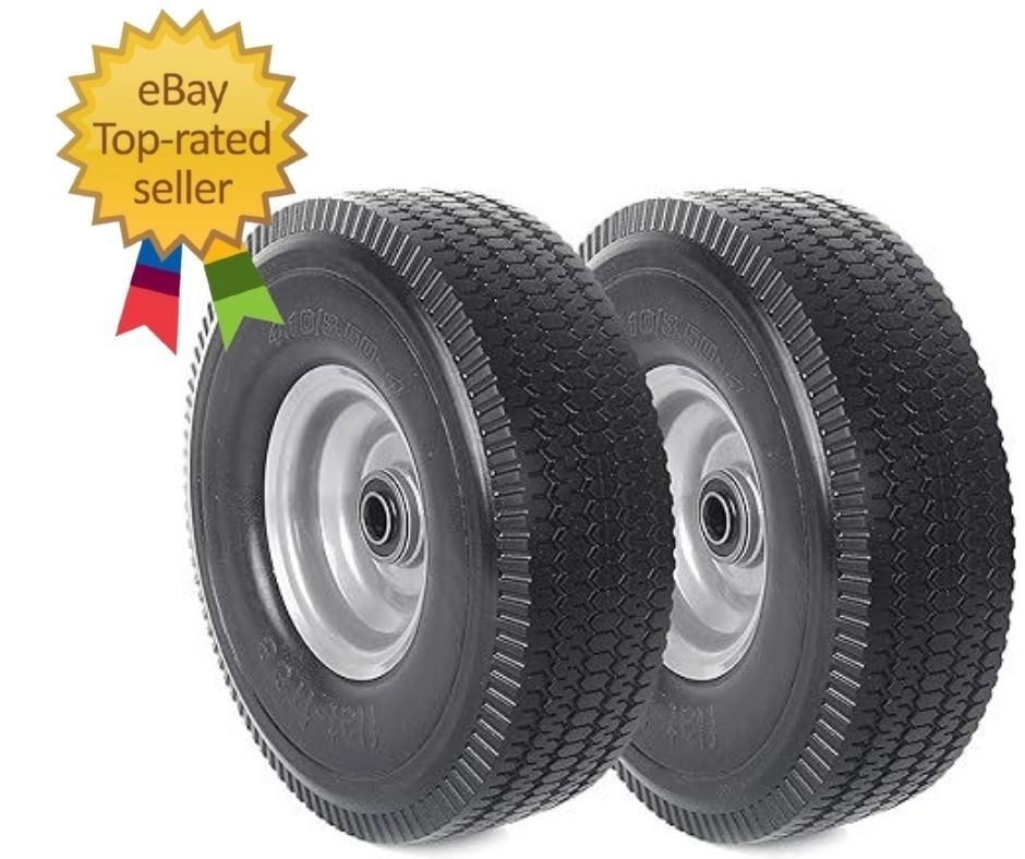 (2-Pack) 10-Inch Solid Wheel Replacement – 4.10/3.50-4 Flat Free Tire and Wheel