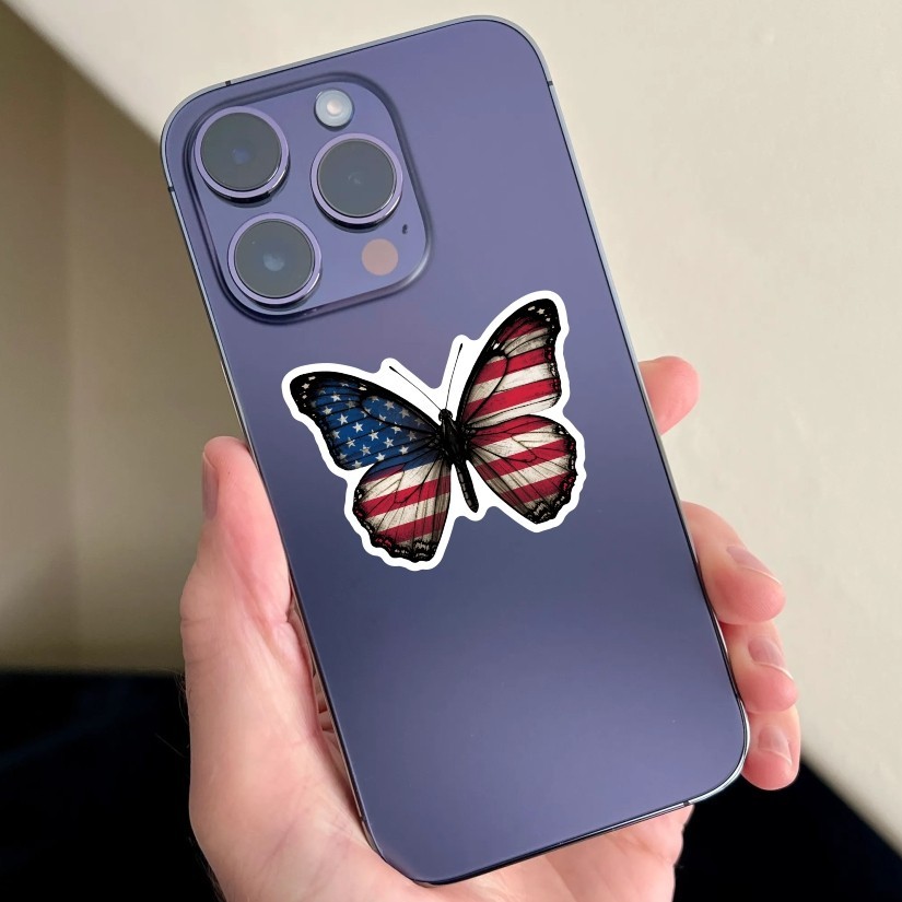 Butterfly USA Flag Sticker, Peel N' Stick, Different sizes