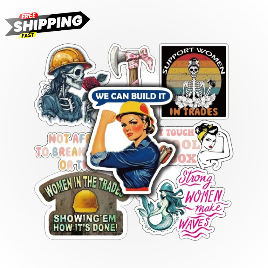 Women Hard Hat Stickers | Blue Collar Decals for Hardhat | Woman in Trade Empowe