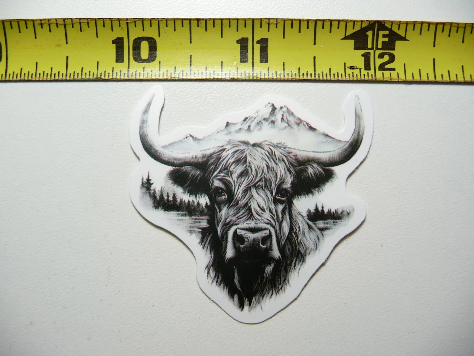 HIGHLAND COW FOREST MOUNTAINS SMALL STICKER DECAL NATURE OUTDOORS FUN CALMING