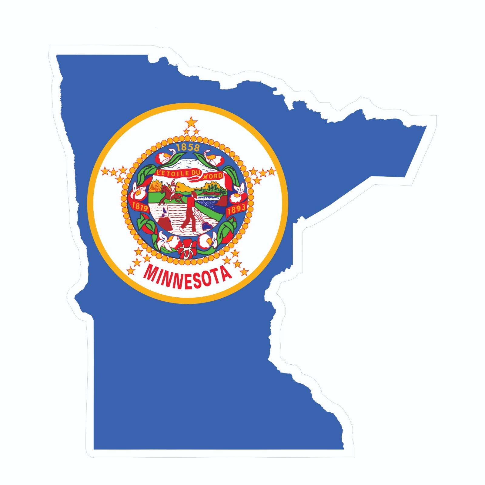 Minnesota State Map Outline with Flag Sticker, Decal, Vacation Sticker