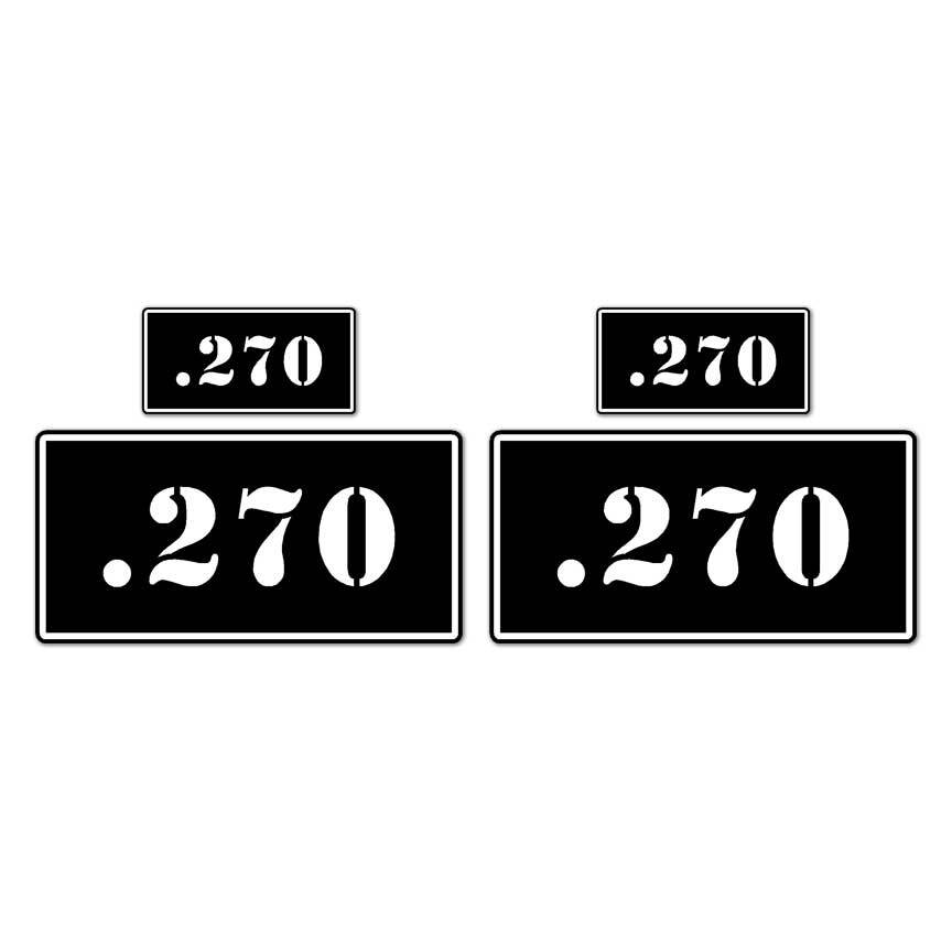 .270 B&W Ammo Box Set, Vinyl Decal Sticker, 2@ 1"x2" & 2@ 2"x4", #8417