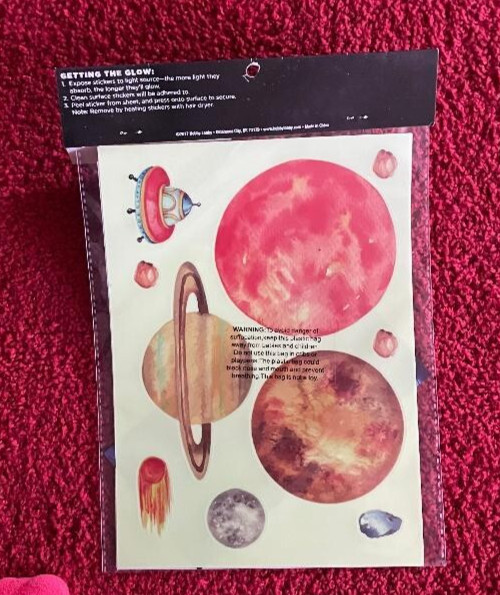 Hobby Lobby Glow-In-The Dark Astronaut Spaceship, Planet, Stars, Wall Stickers