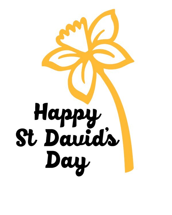 Happy St David's Day Daffodil – Cut Vinyl Decal/Sticker – Design 1