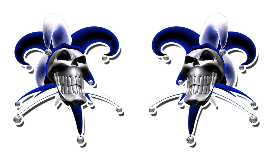 Jester Evil Clowns Sticker Decal Blue Purple Red Yellow Orange Green 5" CLOSED