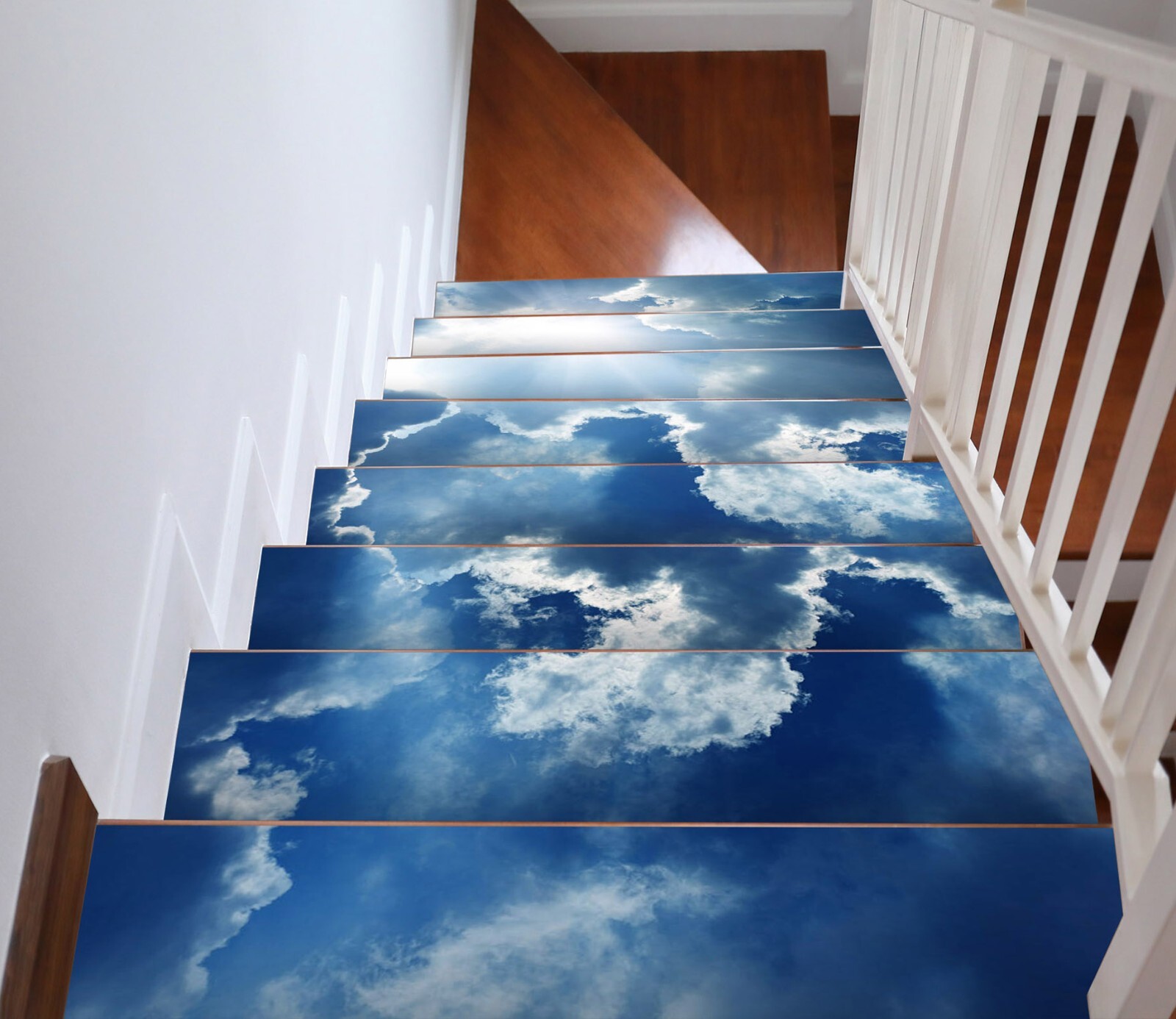 3D Sky Clouds W120 Stairs Risers Decoration Photo Mural Vinyl Wallpaper Vera