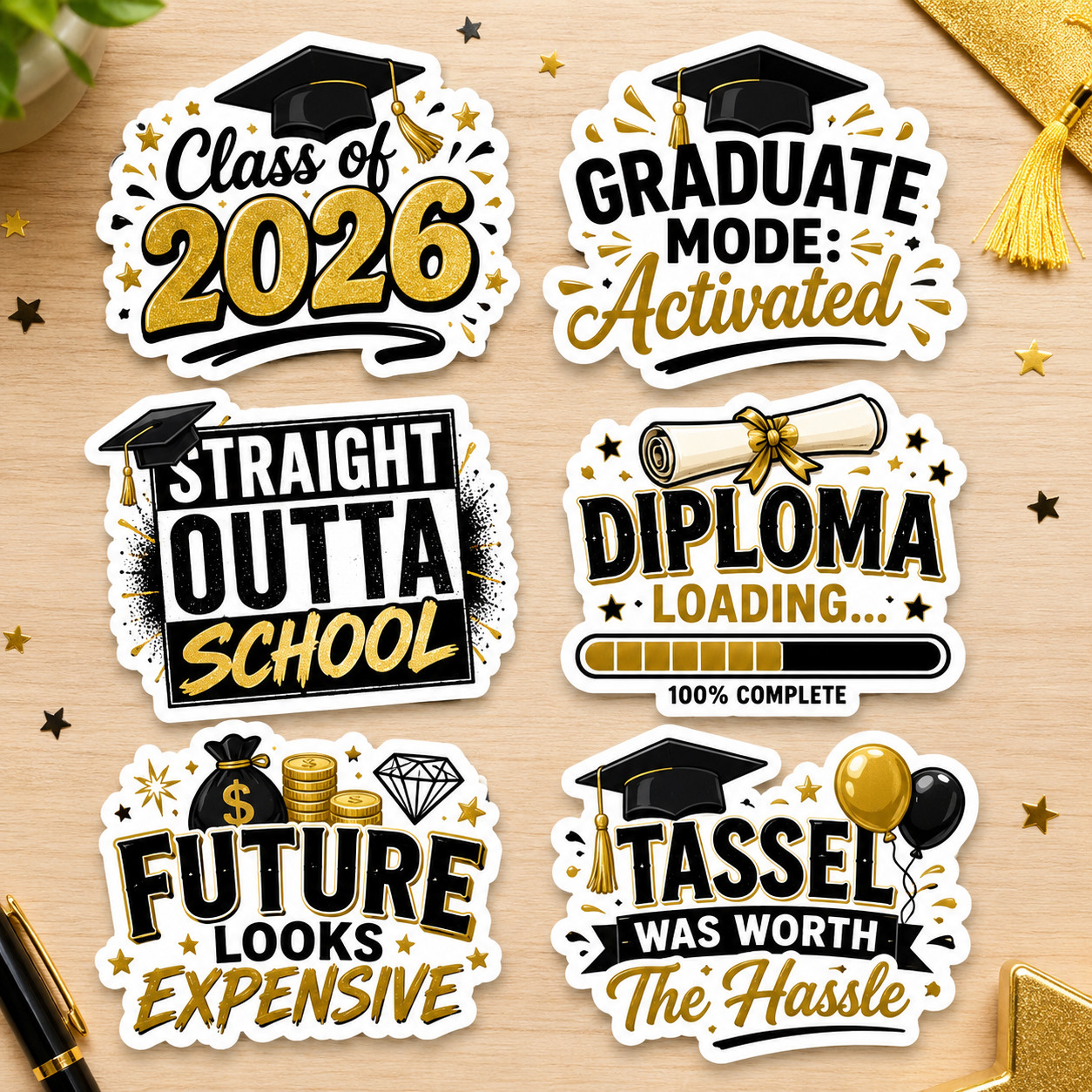 🎓 2026 Graduation Sticker Pack Vinyl Decals Class of 2026 Graduate Gift Laptop