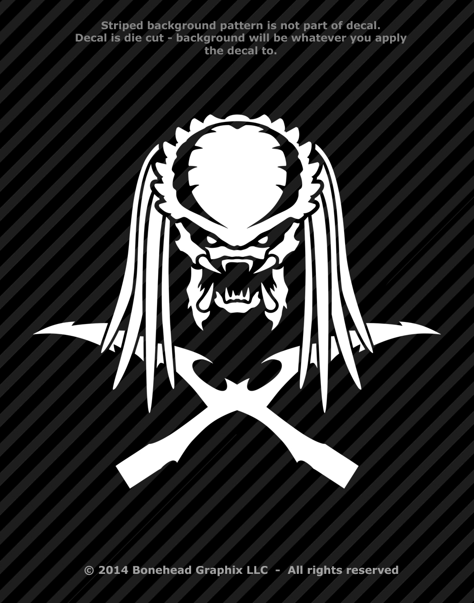 Predator Inspired Face With Blades Vinyl Decal Window Sticker – 25 Colors
