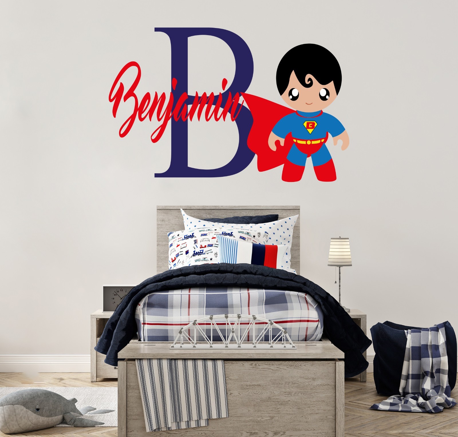Custom Name Super hero Wall Decal – Superhero Sticker Peel and Stick Removable