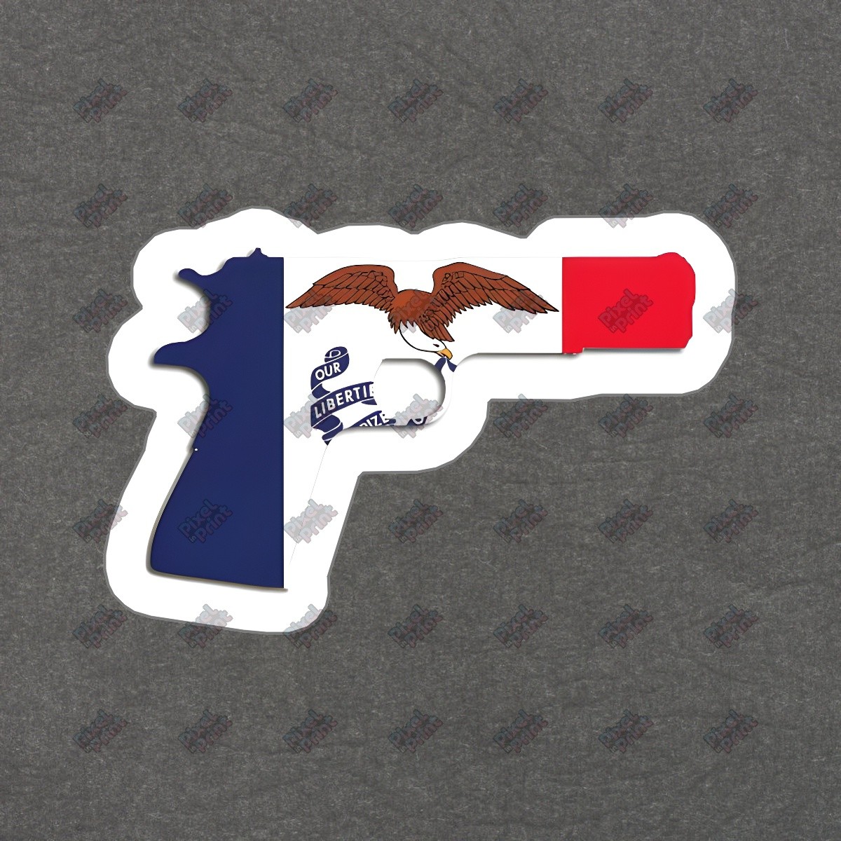 Iowa State Flag Gun Vinyl Sticker Unique Decal for Car, Laptop, Water #531059