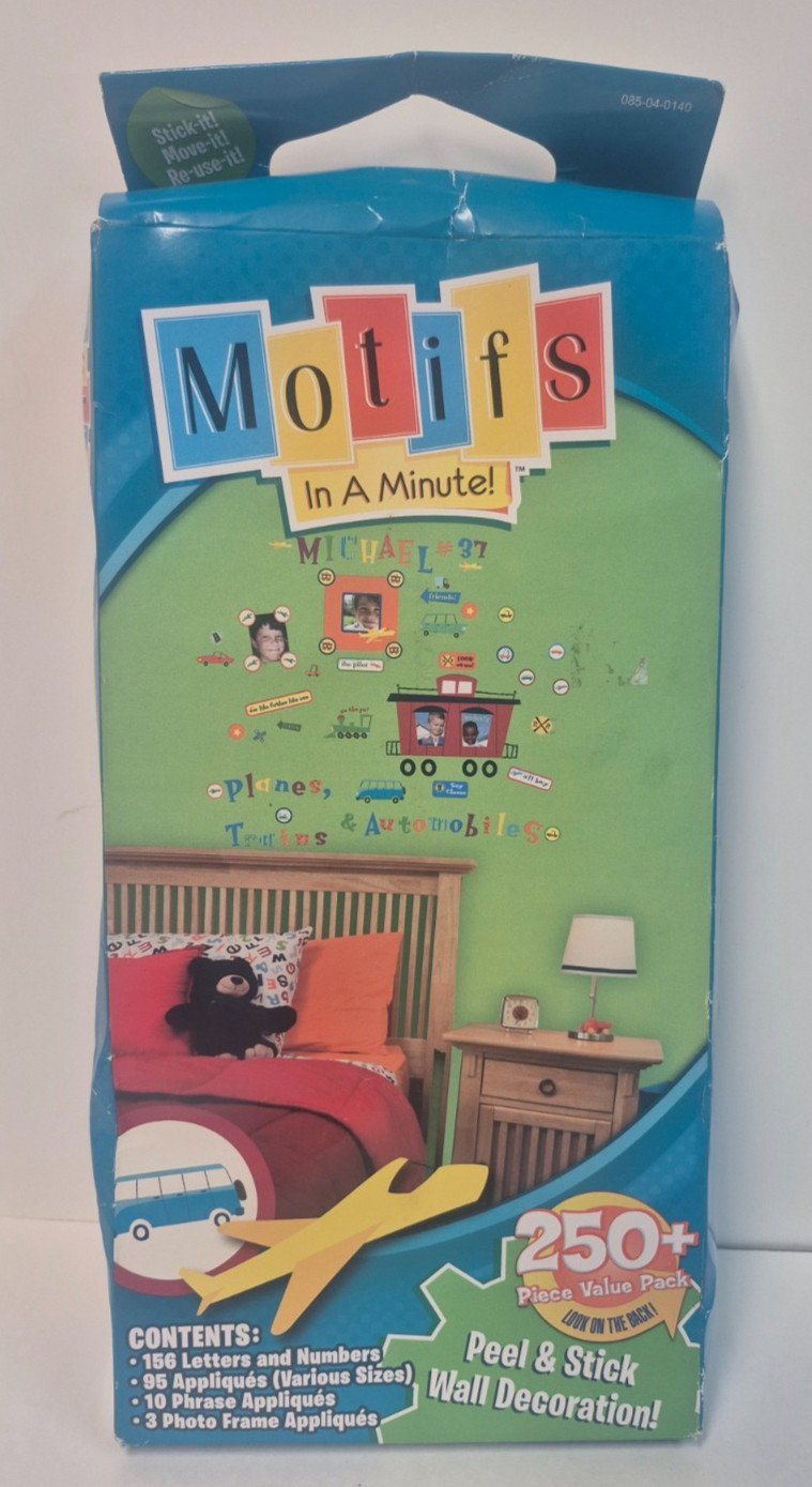 MOTIFS IN A MINUTE PLANES, TRAINS & AUTOMOBILES 250 PC VALUE PACK WALL DECOR NIB