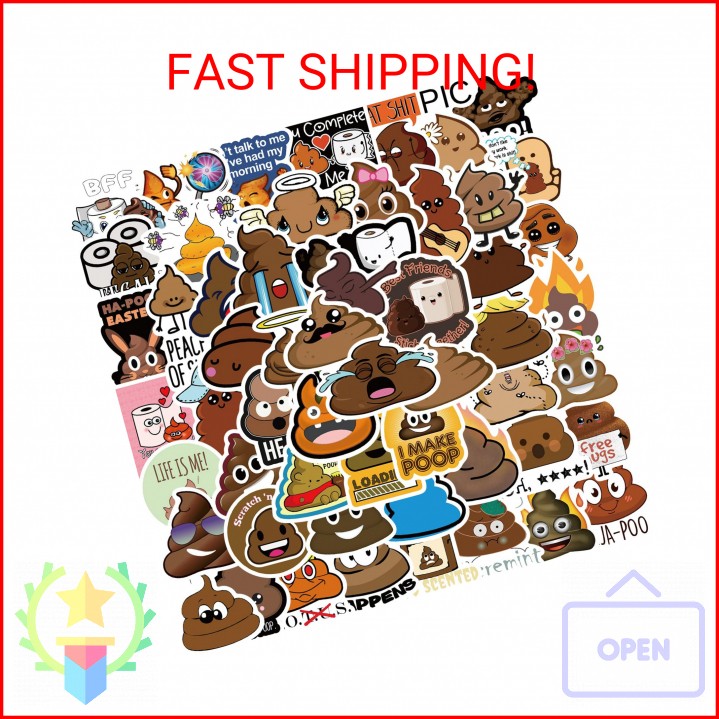 Funny Poop Stickers for Kids, Teens, Adults – 50pcs Meme Waterproof Prank Sticke