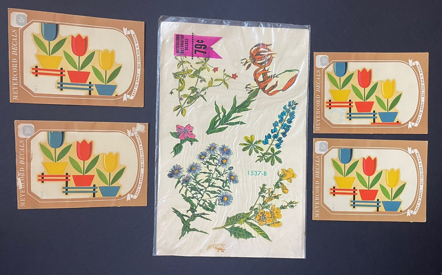 NEW Vintage MEYERCORD Decorative DECALS *FLOWERS Tulips Botanical FLORALS NOS
