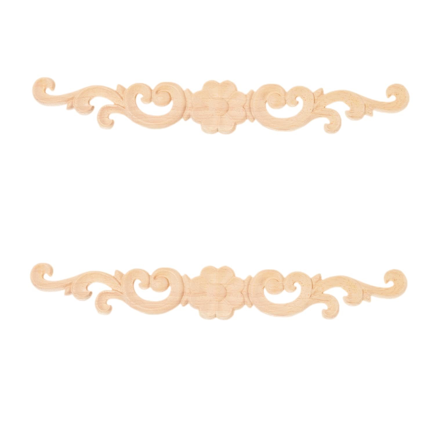 Wood Appliques Decorative Carved Onlays, Long Wooden Decals DIY Furniture Dec…