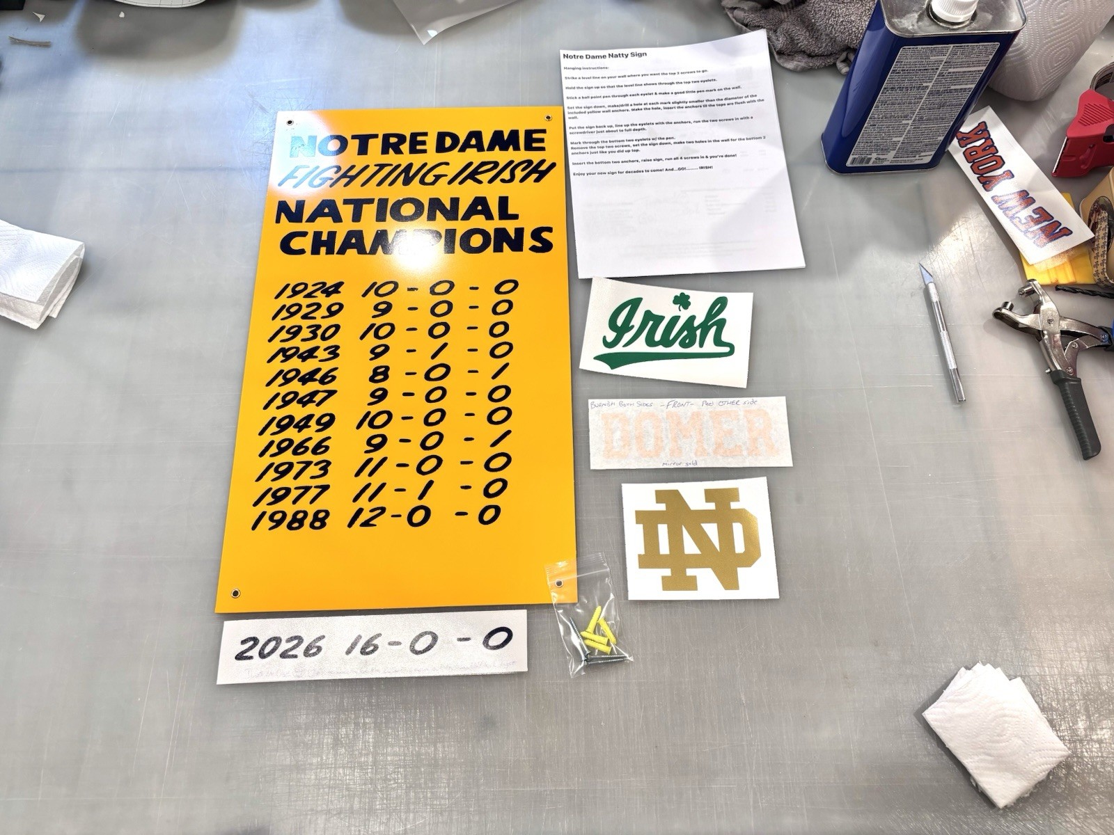 Notre Dame Script "Irish" Die Cut Vinyl Decal Play Like A Champion Golden Domer