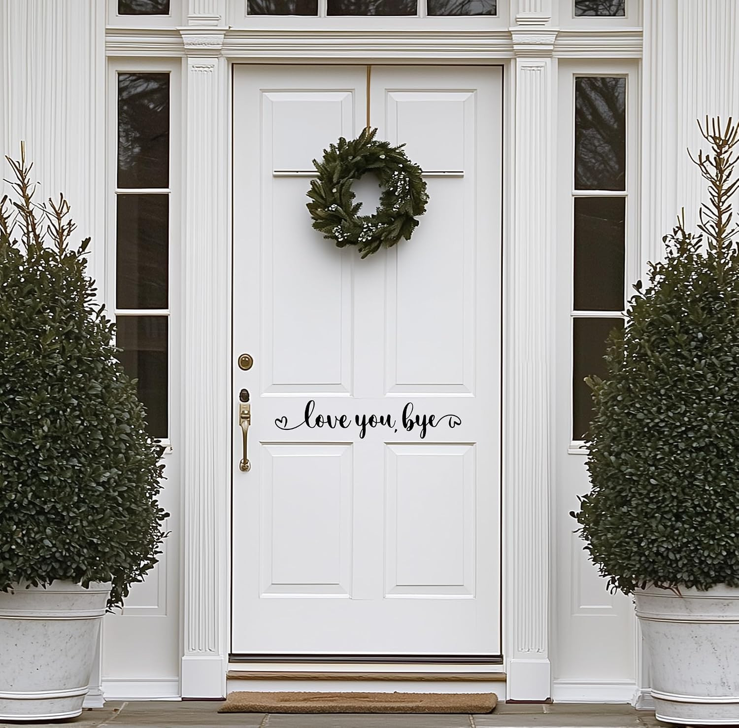 “Love You, Bye” Door Decal – Black Vinyl Entrance Wall Sticker – Farmhouse Home