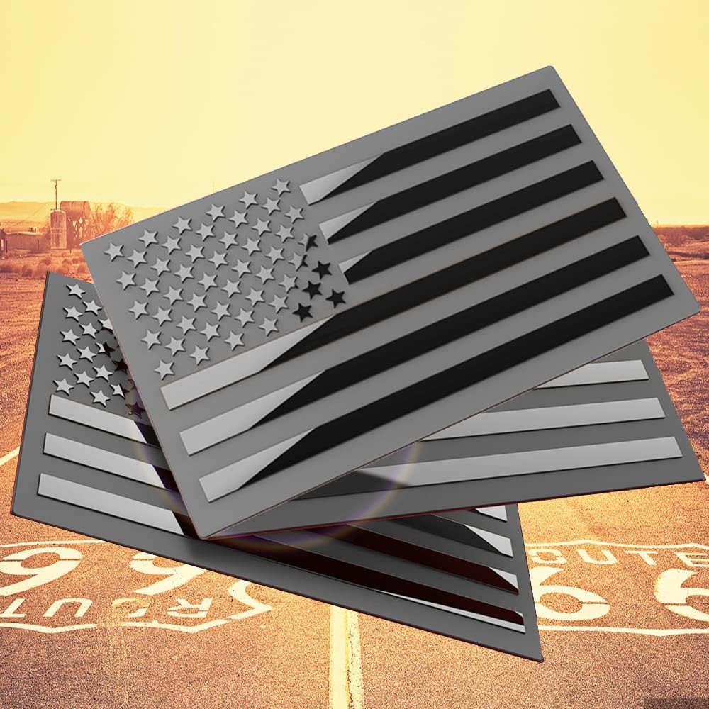 3D Metal American Flag Emblem Decal，Black American Flag Decal for Car, Truck