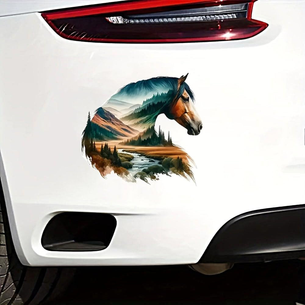 2 PCS Mountain Landscape Horse Vinyl Decal Sticker, Waterproof Removable, for Ca