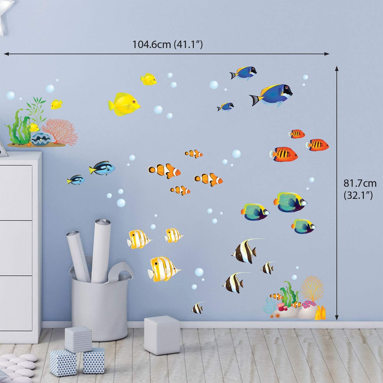 DS-8035 Coral Reef Fish Wall Stickers Wall Decals Peel and Stick Removable Wa…