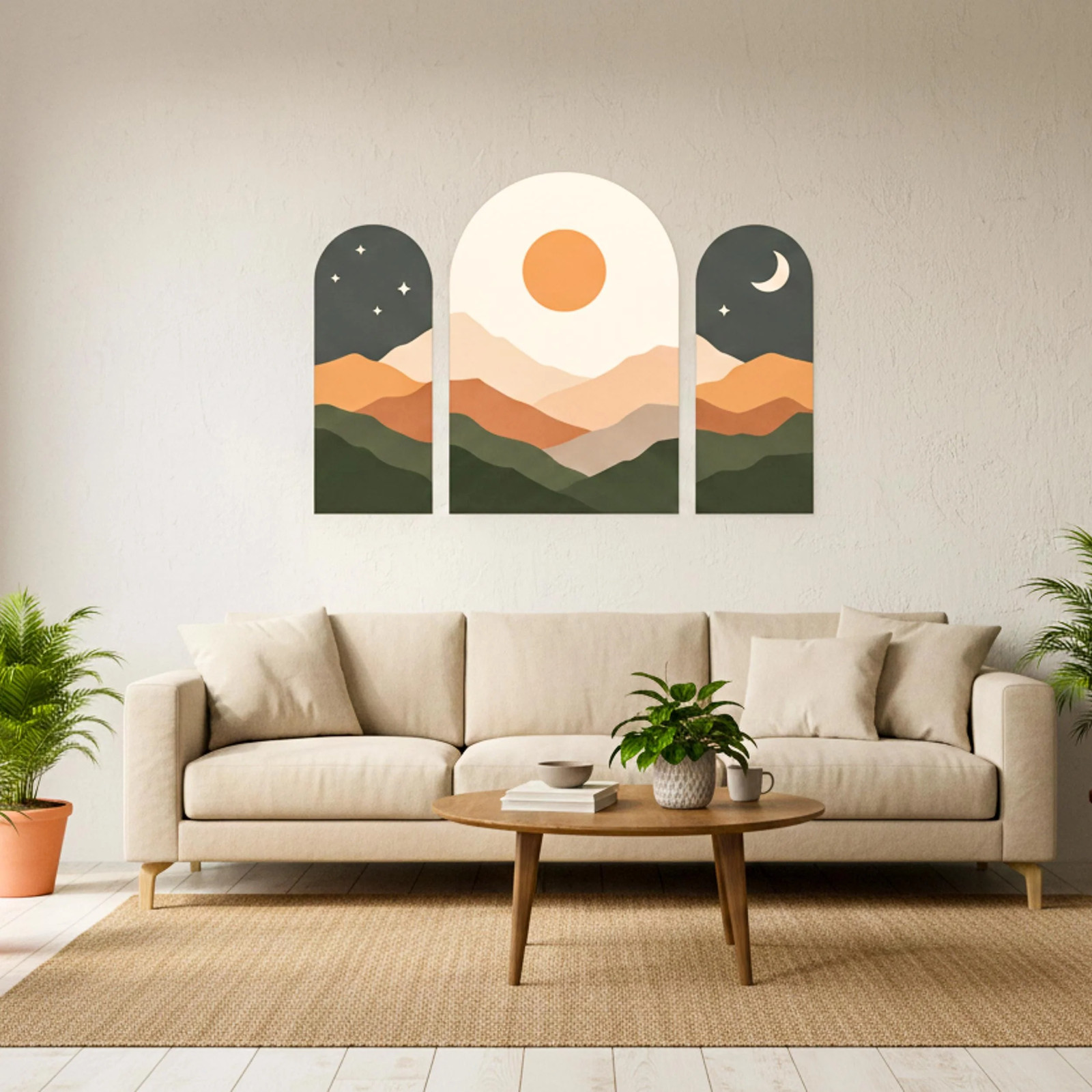 Boho Mountain Decal | Sun and Moon Art