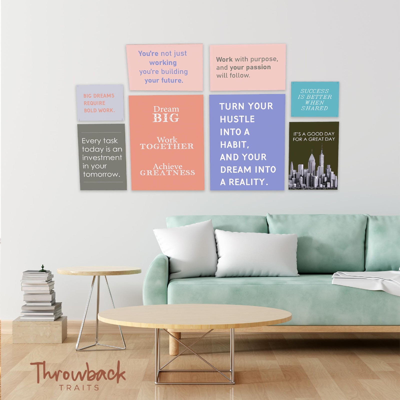 Office Wall Decor Set of 8 – Motivational Teamwork Office Wall Art Canvas