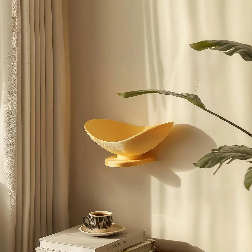 3D Printed Bowl Wall Shelf | Modern Sculptural Floating Shelf | Minimalist Wall