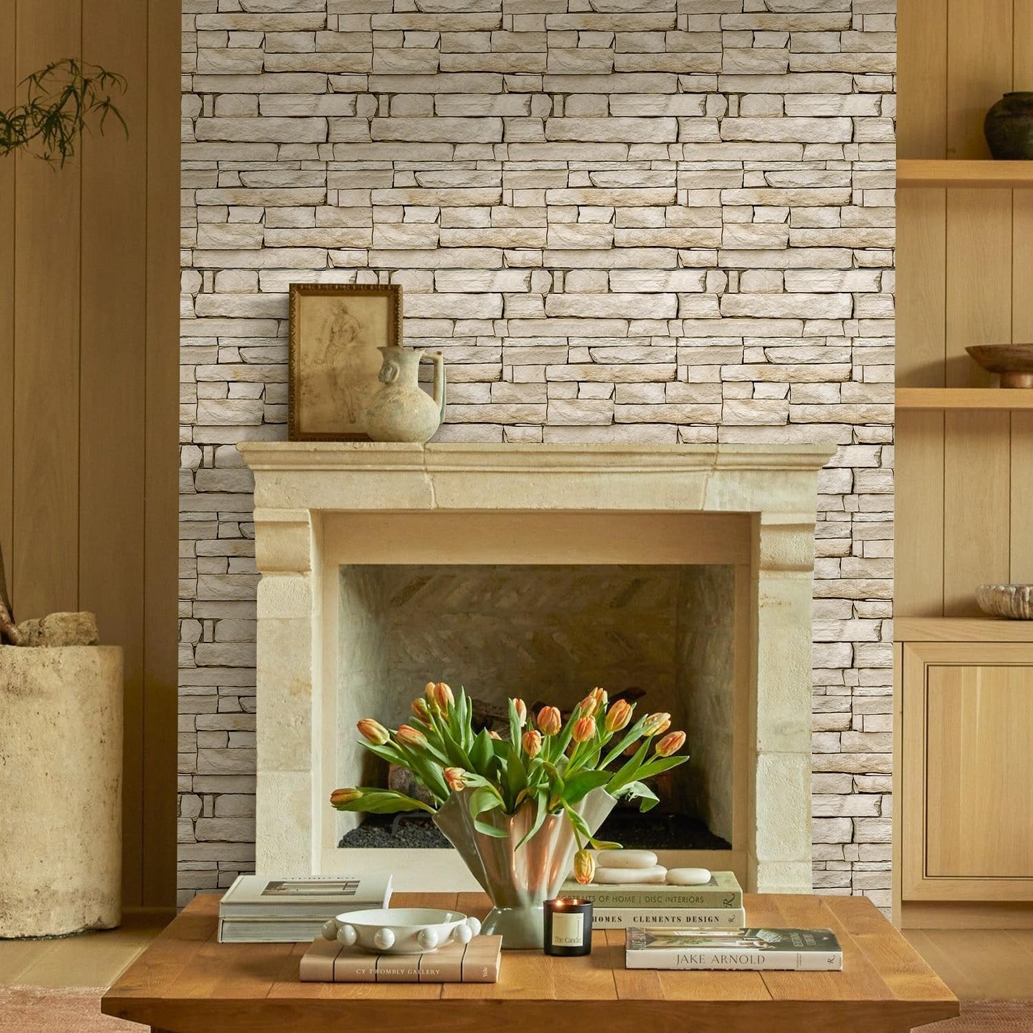 3D Peel and Stick Faux Stone Wall Panels 11.8" x 11.8" 10-Pack, Stone-Look Wall