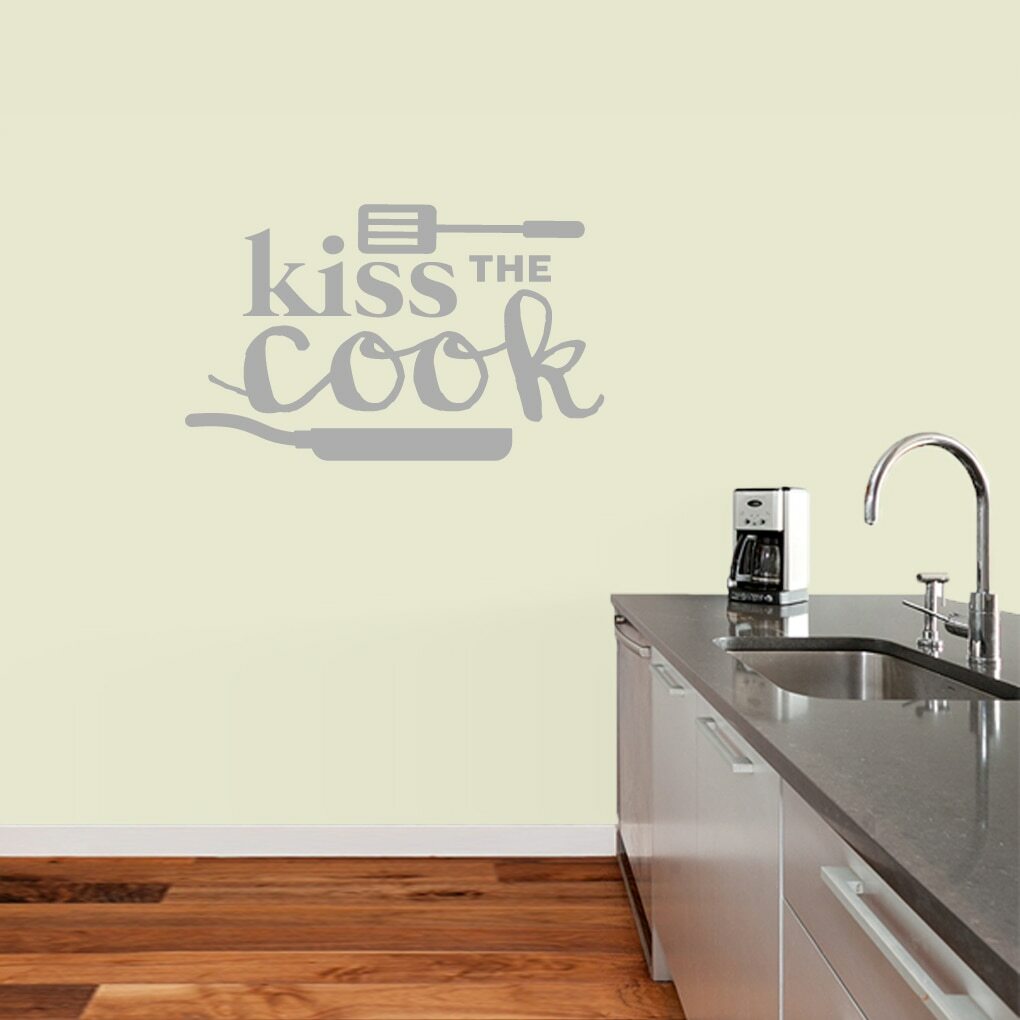 Kiss The Cook Wall Decal – Kitchen, Cooking, Baking, Food, Wall Art, Sticker
