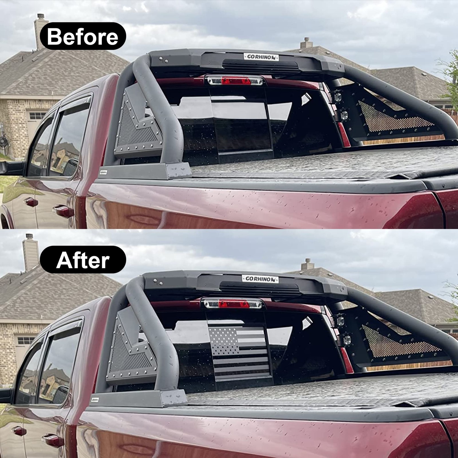 Rear Middle Window Decal Compatible with RAM 2019-2024 American Matte Black